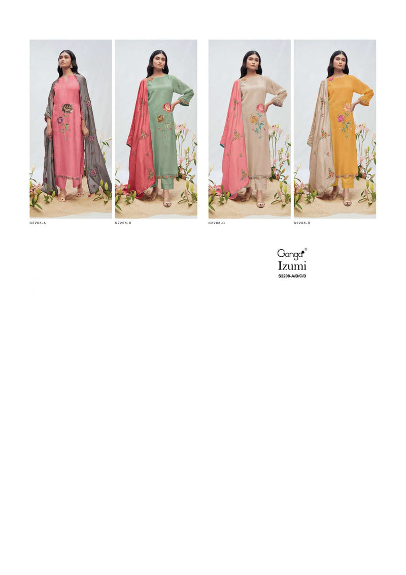 Ganga Fashion Izumi 2208 Bemberg Habotai Silk Embroidery Heavy Designer Salwar Suit