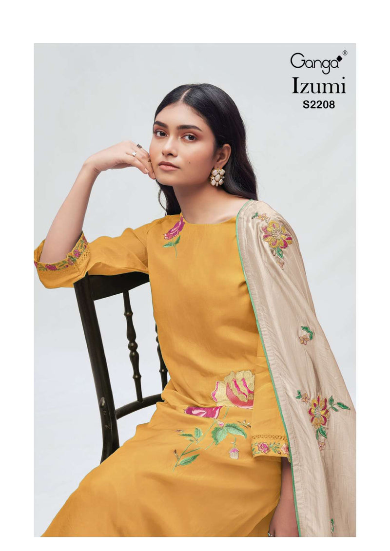 Ganga Fashion Izumi 2208 Bemberg Habotai Silk Embroidery Heavy Designer Salwar Suit