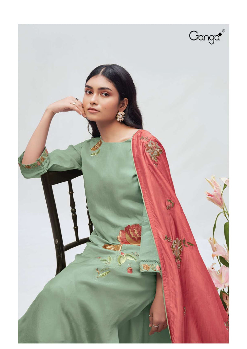 Ganga Fashion Izumi 2208 Bemberg Habotai Silk Embroidery Heavy Designer Salwar Suit