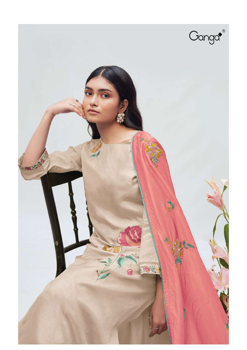 Ganga Fashion Izumi 2208 Bemberg Habotai Silk Embroidery Heavy Designer Salwar Suit