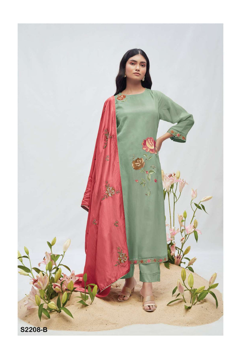 Ganga Fashion Izumi 2208 Bemberg Habotai Silk Embroidery Heavy Designer Salwar Suit