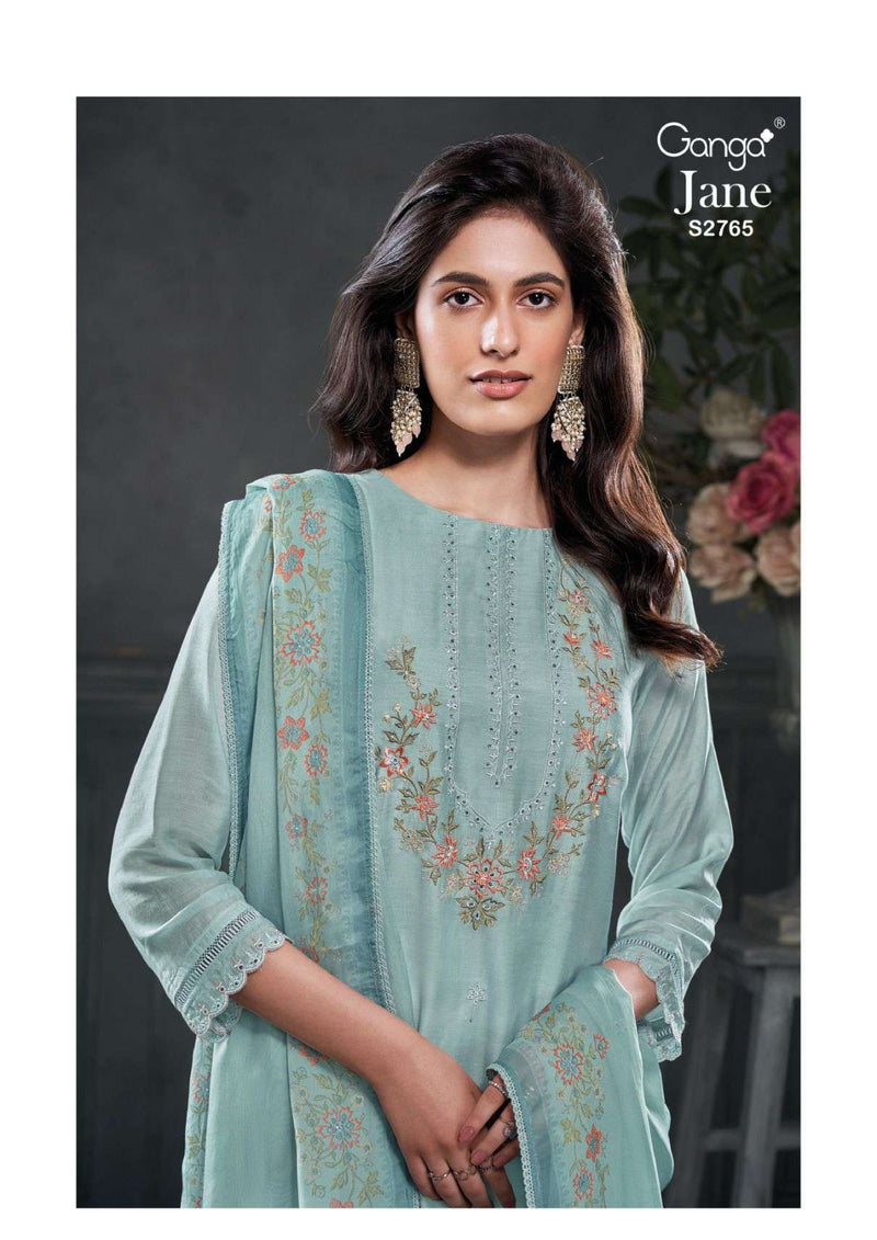 Ganga Fashion Jane 2765 Silk Hand Work Embroidery Designer Salwar Suit