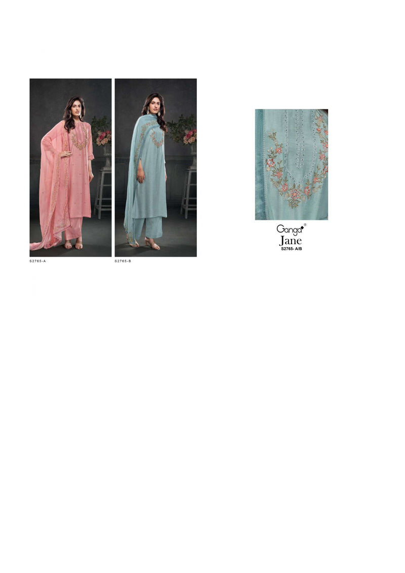 Ganga Fashion Jane 2765 Silk Hand Work Embroidery Designer Salwar Suit