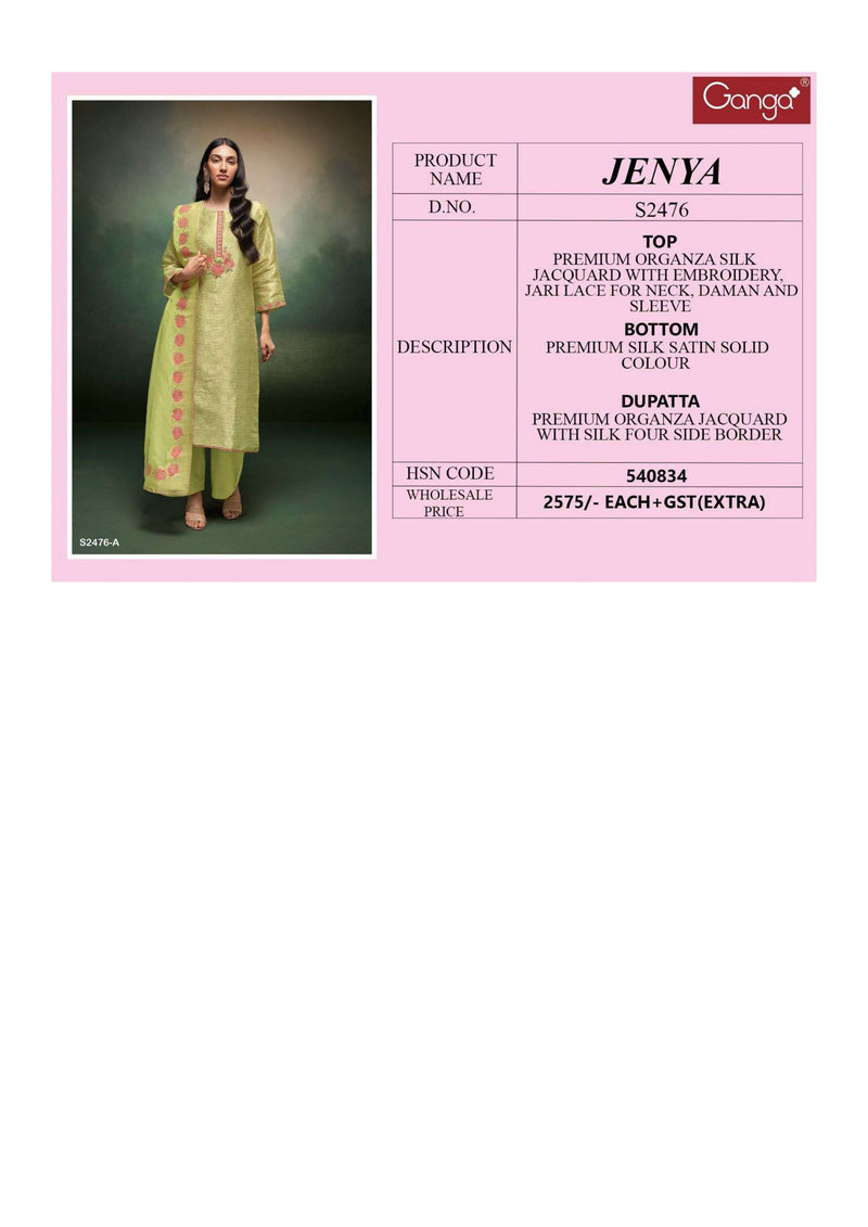 Ganga Fashion Jenya 2476 Organza Silk Designer Salwar Suit