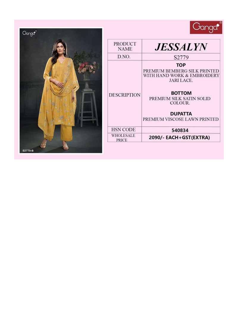 Ganga Fashion Jessalyn 2779 Bemberg Silk Printed Festival Wear Salwar Suit