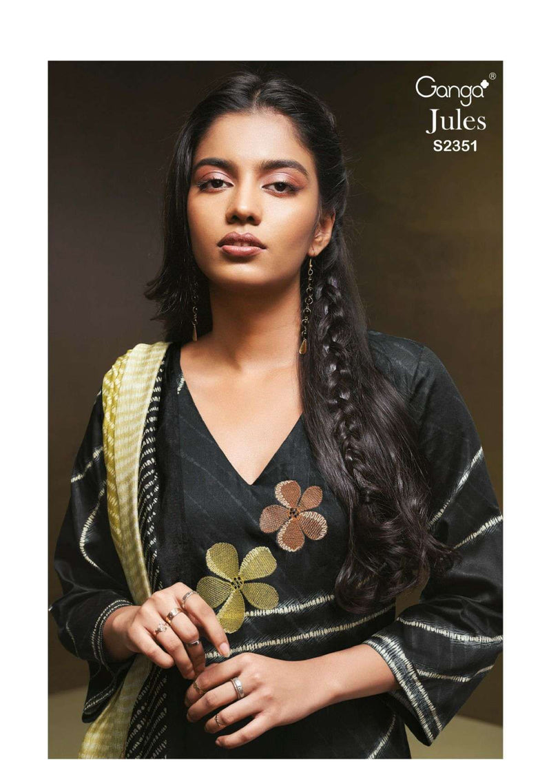 Ganga Fashion Jules 2531 Silk Satin Printed Embroidery Handwork Designer Salwar Kameez