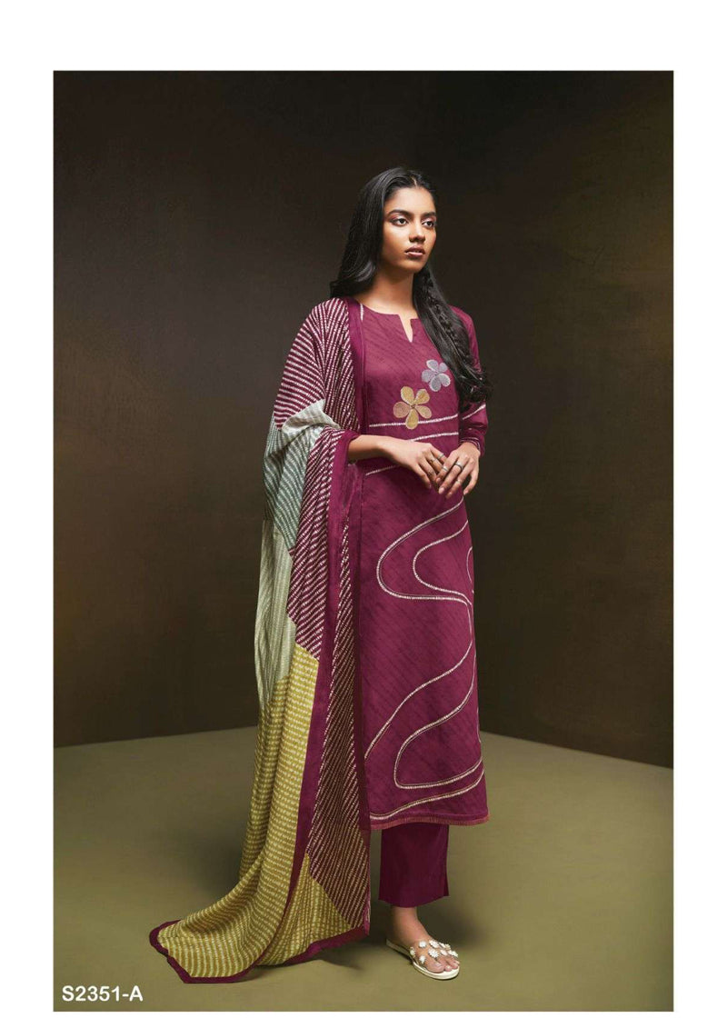 Ganga Fashion Jules 2531 Silk Satin Printed Embroidery Handwork Designer Salwar Kameez