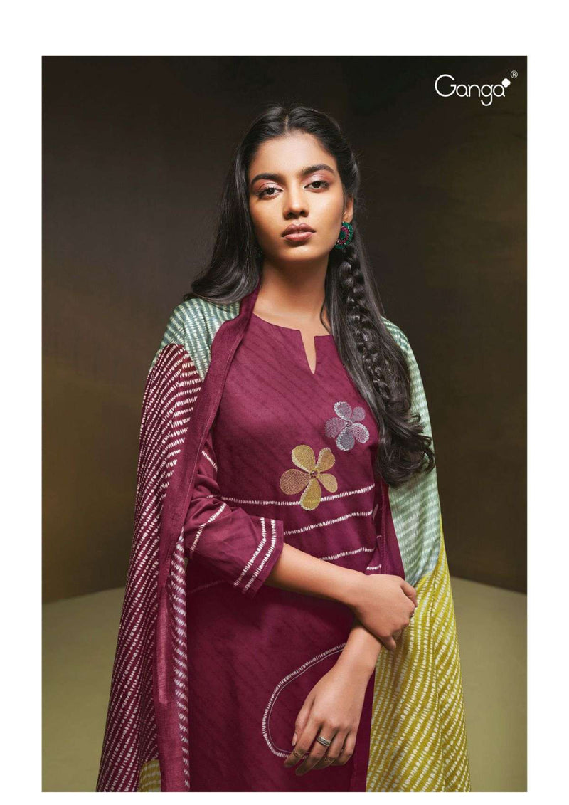 Ganga Fashion Jules 2531 Silk Satin Printed Embroidery Handwork Designer Salwar Kameez