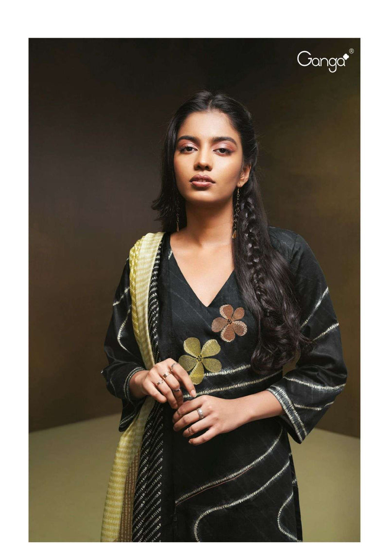 Ganga Fashion Jules 2531 Silk Satin Printed Embroidery Handwork Designer Salwar Kameez