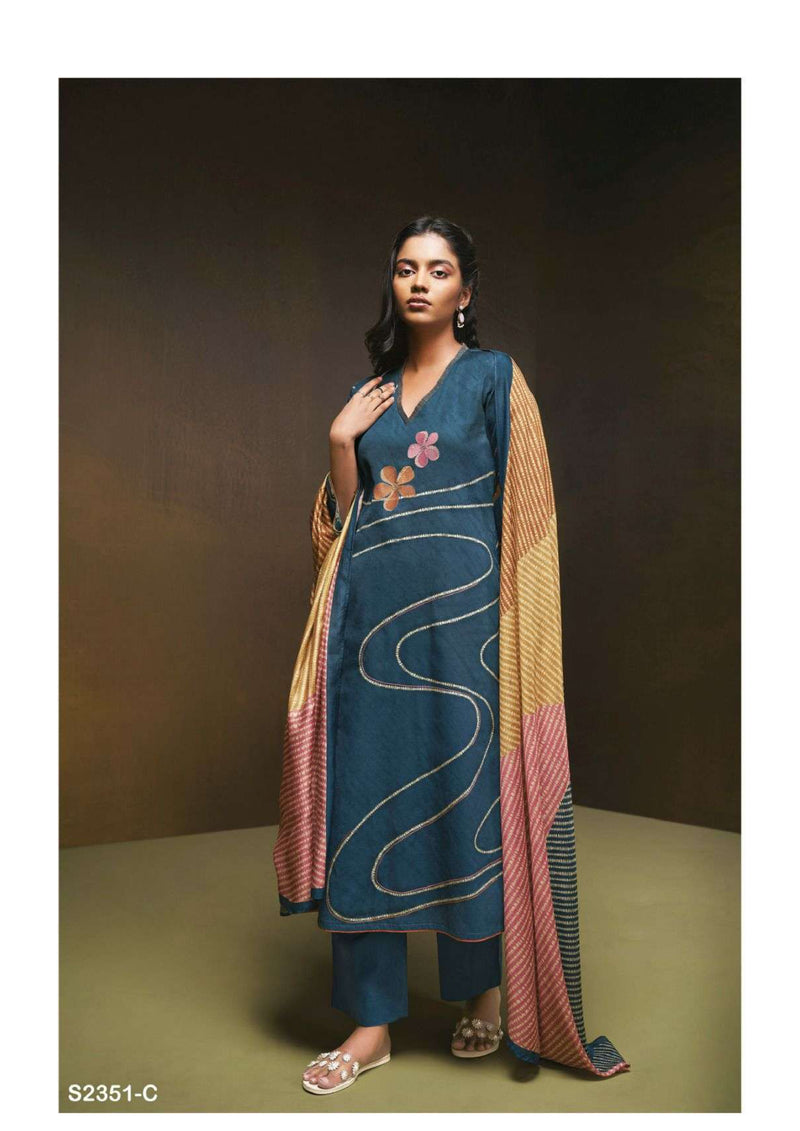 Ganga Fashion Jules 2531 Silk Satin Printed Embroidery Handwork Designer Salwar Kameez