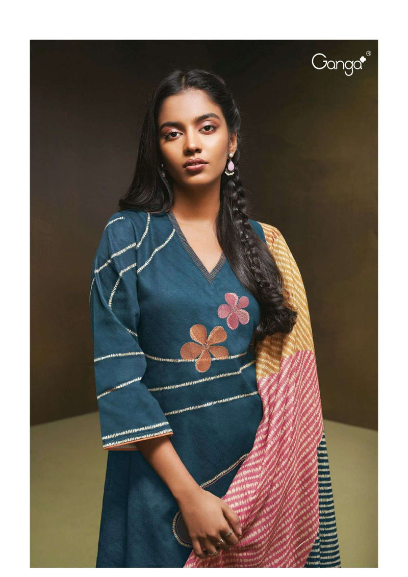 Ganga Fashion Jules 2531 Silk Satin Printed Embroidery Handwork Designer Salwar Kameez
