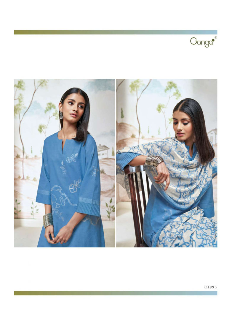 Ganga Fashion Kuhu Cotton Printed Embroidery Hand Work Fancy Salwar Kameez