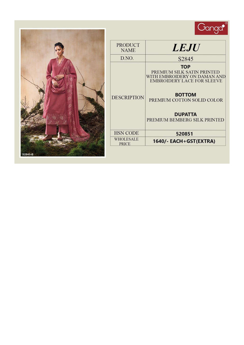 Ganga Fashion Leju 2845 Silk Satin Printed Designer Salwar Suit
