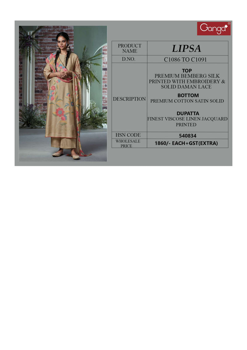 Ganga Fashion Lipsa Silk Printed Embroidery Fancy Salwar Suit