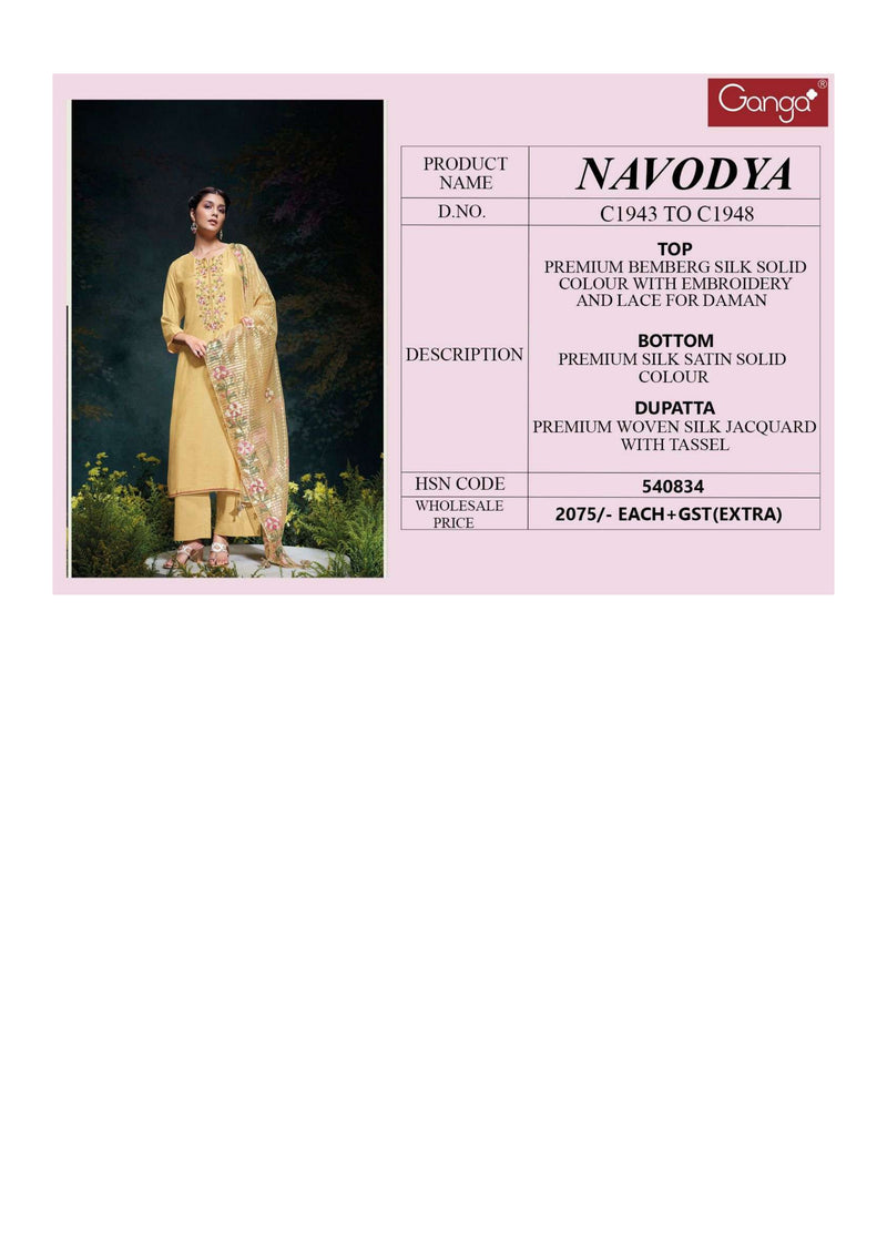 Ganga Fashion Navodya Bemberg Silk Designer Salwar Suit Collection
