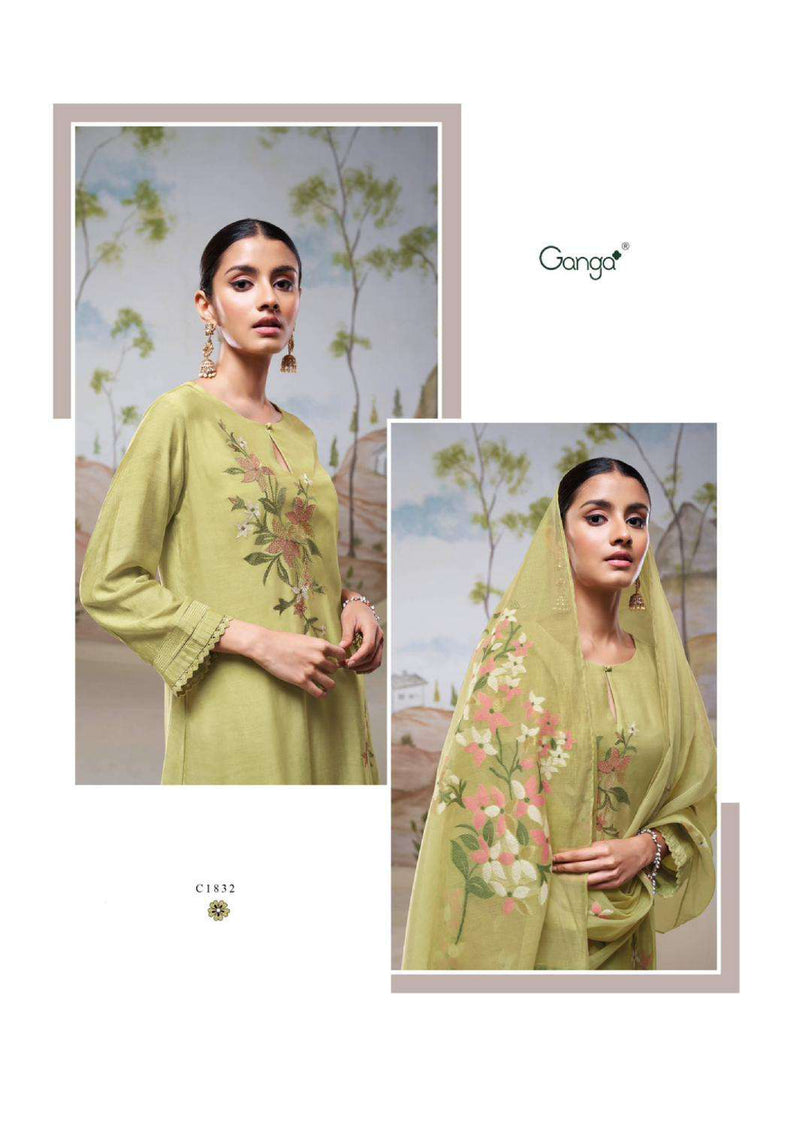 Ganga Fashion Nyssa Bemberg Silk Embroidery Work Salwar Kameez