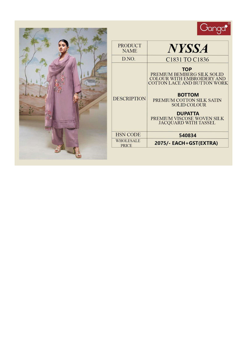 Ganga Fashion Nyssa Bemberg Silk Embroidery Work Salwar Kameez