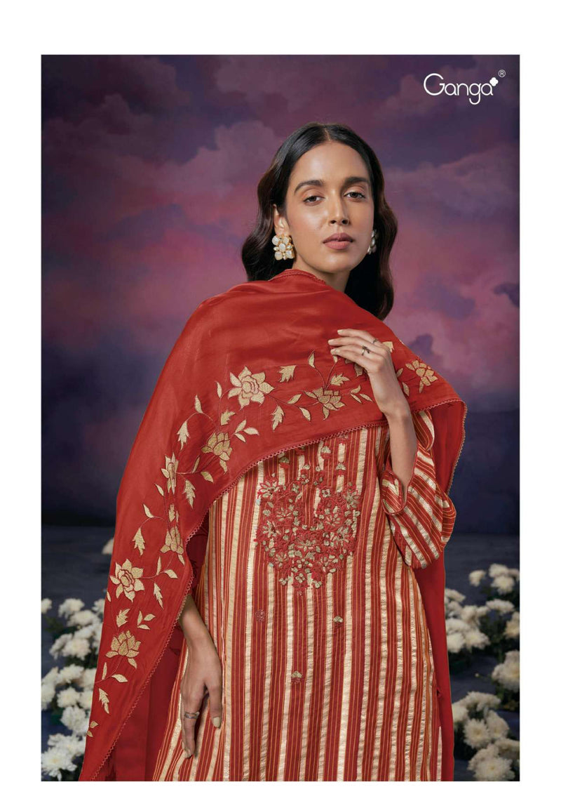 Ganga Fashion Olive 2271 Organza Embroidery Handwork Designer Wedding Wear Salwar Suit