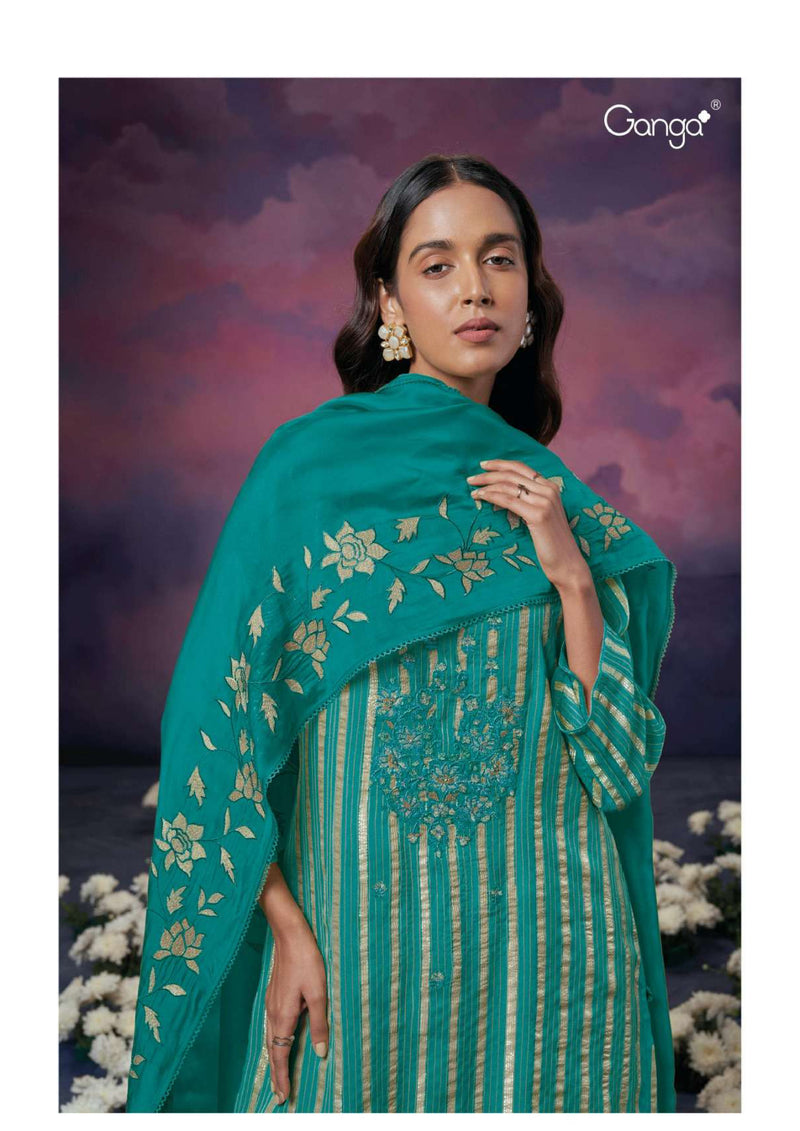 Ganga Fashion Olive 2271 Organza Embroidery Handwork Designer Wedding Wear Salwar Suit