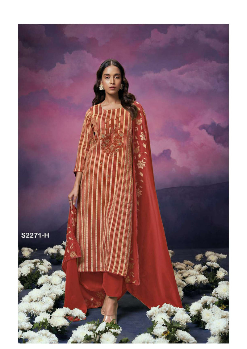 Ganga Fashion Olive 2271 Organza Embroidery Handwork Designer Wedding Wear Salwar Suit