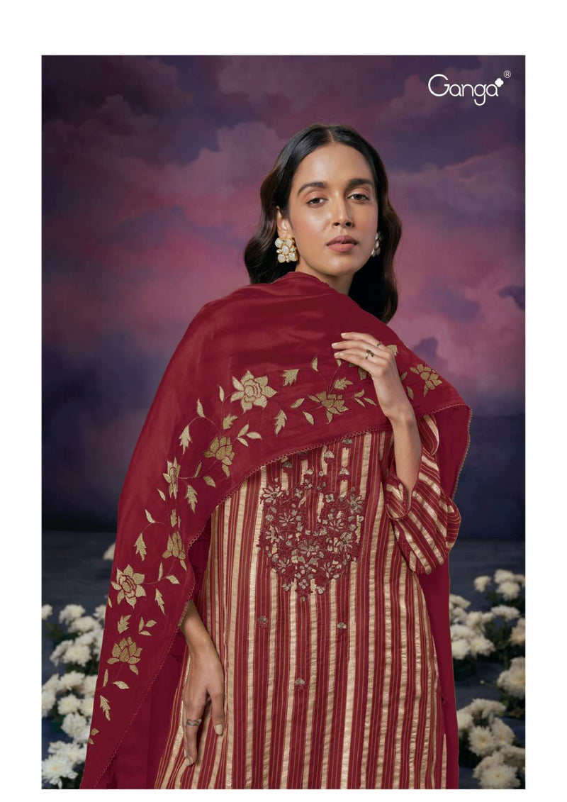 Ganga Fashion Olive 2271 Organza Embroidery Handwork Designer Wedding Wear Salwar Suit