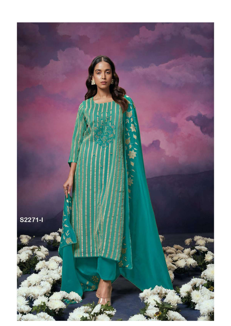 Ganga Fashion Olive 2271 Organza Embroidery Handwork Designer Wedding Wear Salwar Suit