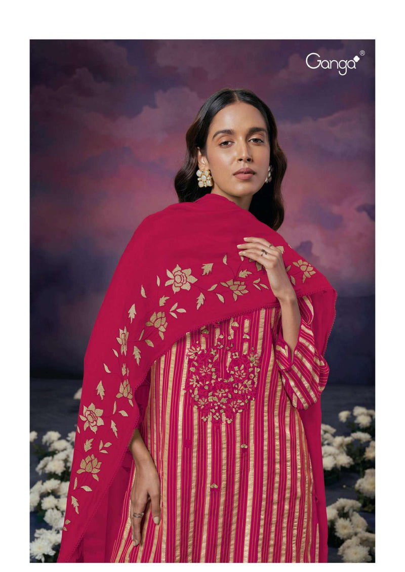 Ganga Fashion Olive 2271 Organza Embroidery Handwork Designer Wedding Wear Salwar Suit