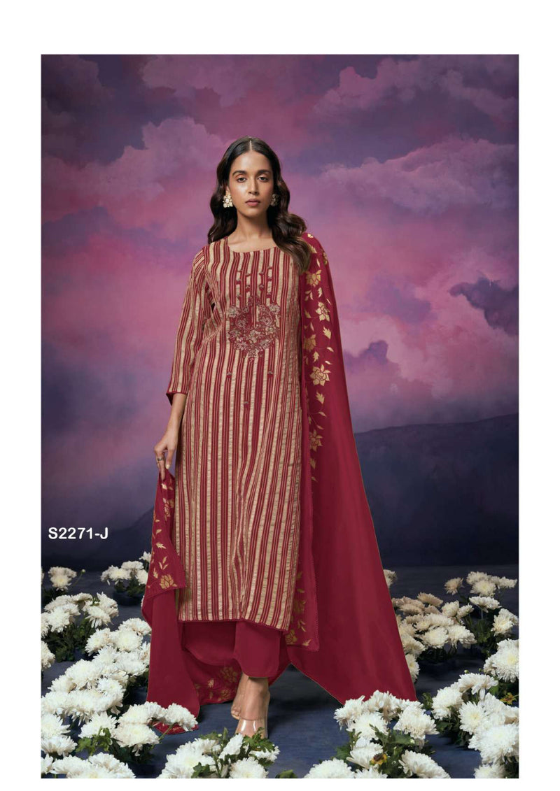 Ganga Fashion Olive 2271 Organza Embroidery Handwork Designer Wedding Wear Salwar Suit