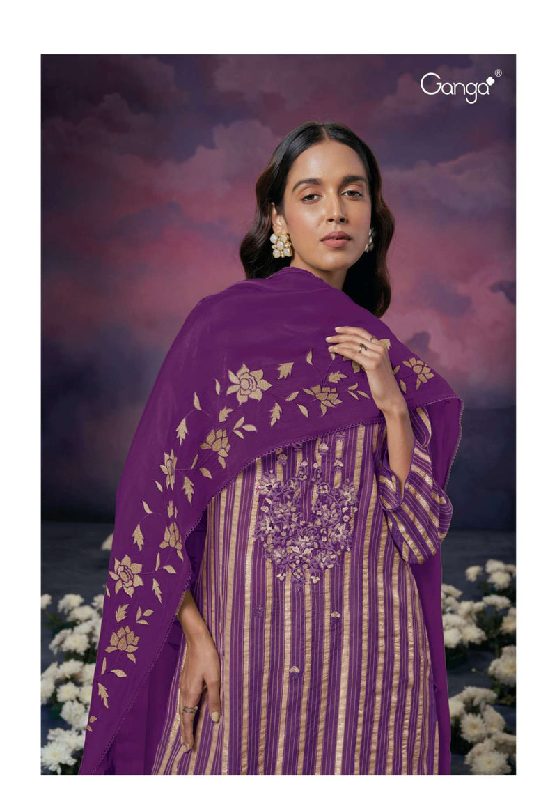 Ganga Fashion Olive 2271 Organza Embroidery Handwork Designer Wedding Wear Salwar Suit