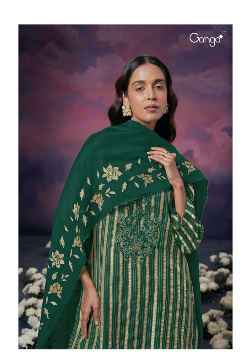 Ganga Fashion Olive 2271 Organza Embroidery Handwork Designer Wedding Wear Salwar Suit