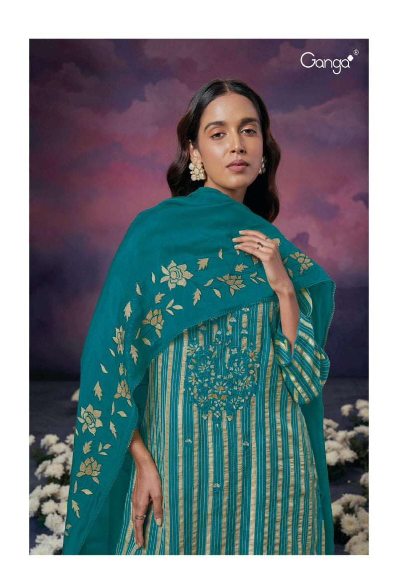 Ganga Fashion Olive 2271 Organza Embroidery Handwork Designer Wedding Wear Salwar Suit