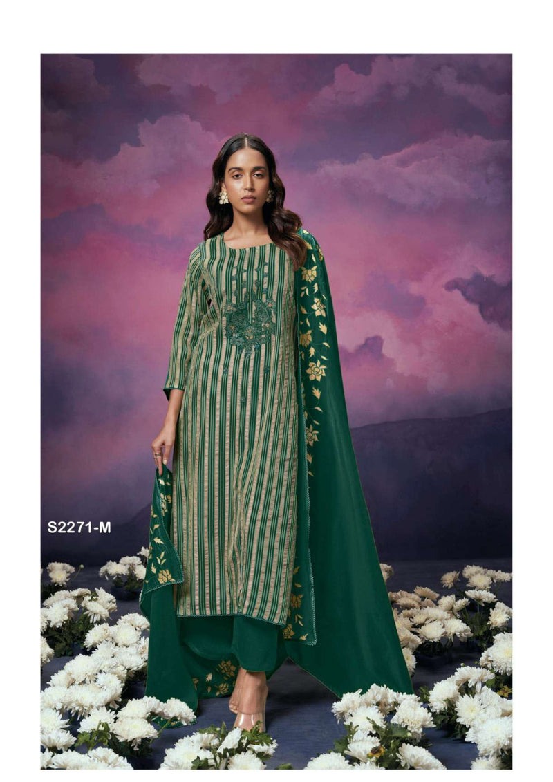 Ganga Fashion Olive 2271 Organza Embroidery Handwork Designer Wedding Wear Salwar Suit