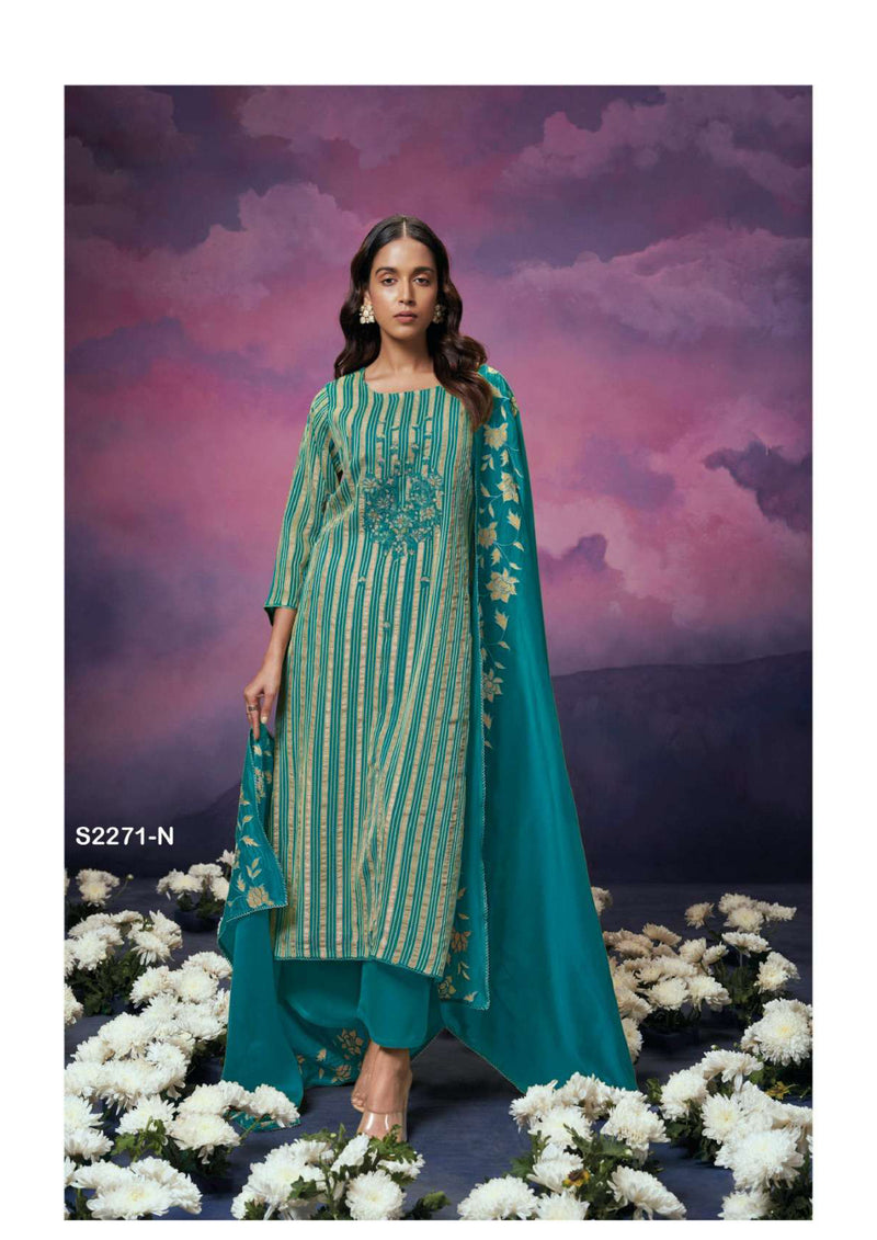 Ganga Fashion Olive 2271 Organza Embroidery Handwork Designer Wedding Wear Salwar Suit