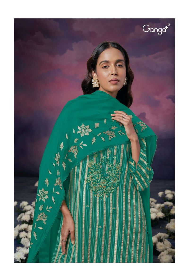 Ganga Fashion Olive 2271 Organza Embroidery Handwork Designer Wedding Wear Salwar Suit