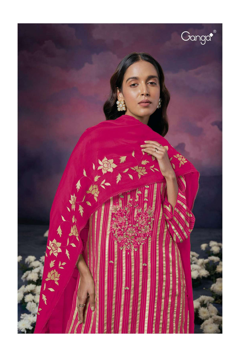 Ganga Fashion Olive 2271 Organza Embroidery Handwork Designer Wedding Wear Salwar Suit