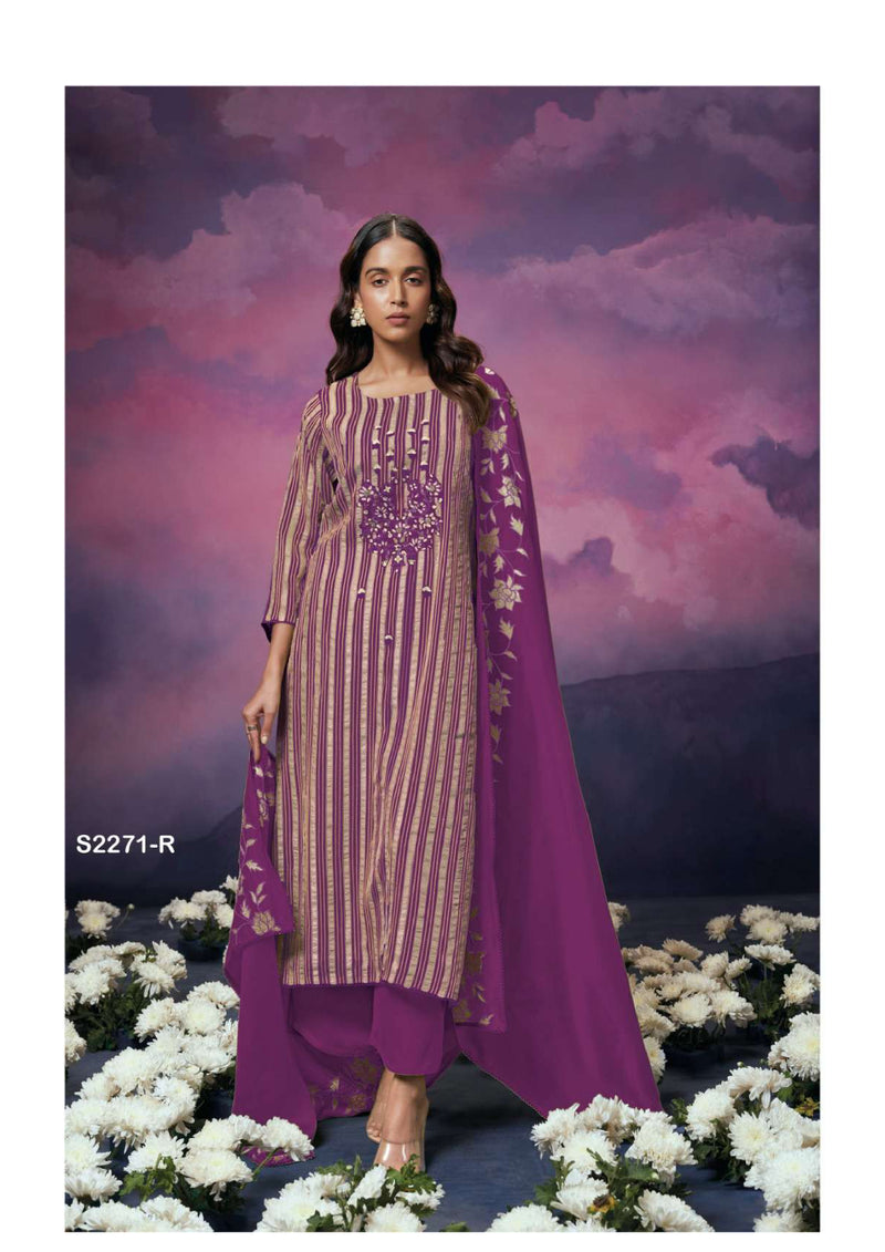 Ganga Fashion Olive 2271 Organza Embroidery Handwork Designer Wedding Wear Salwar Suit