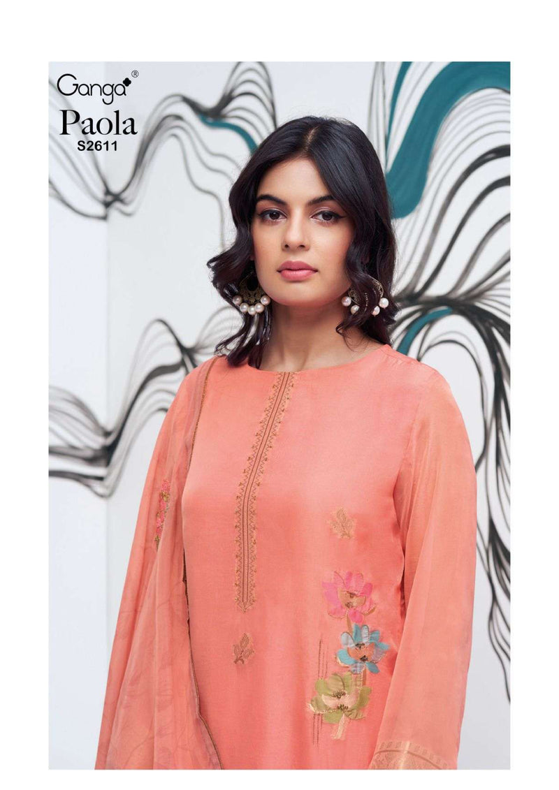 Ganga Fashion Paola 2611 Organza Silk Handwork Designer Salwar Suit