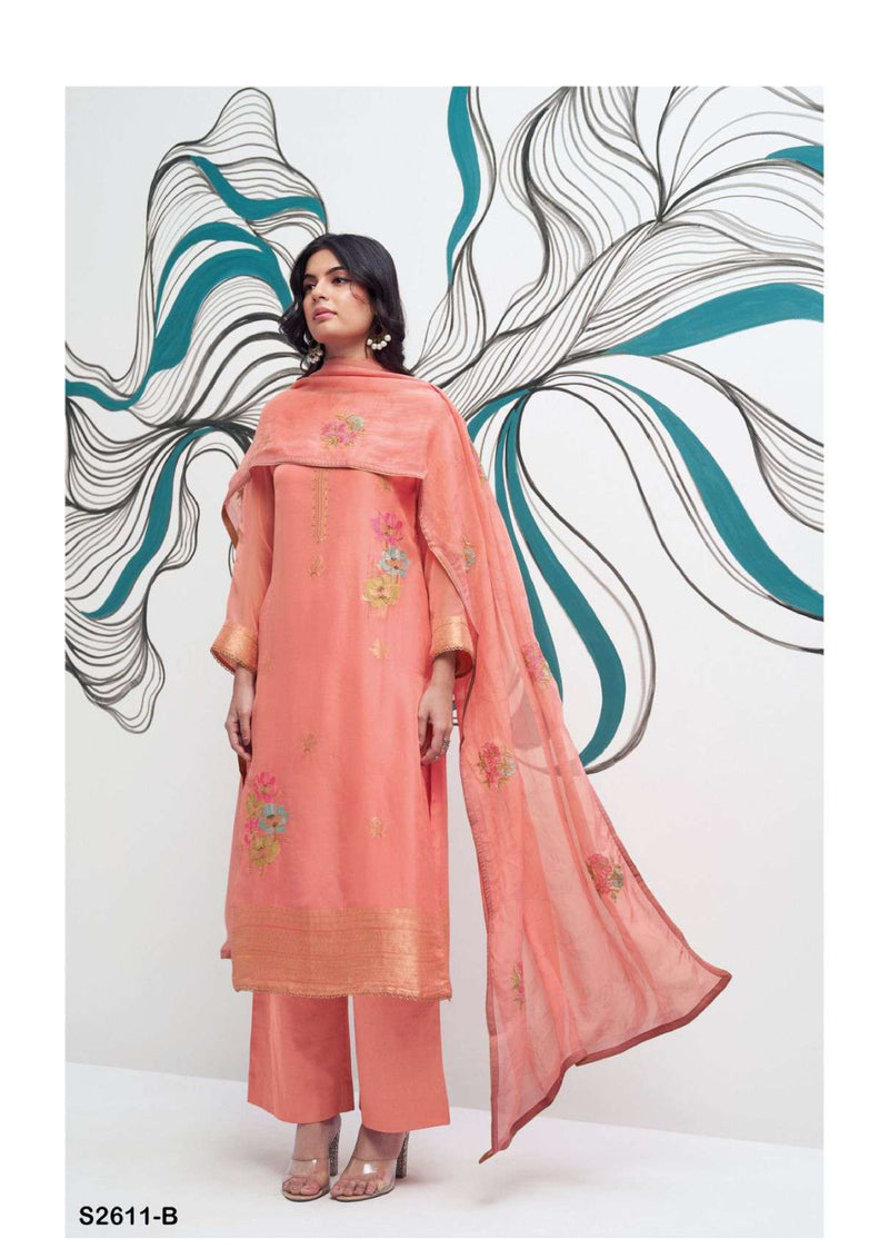 Ganga Fashion Paola 2611 Organza Silk Handwork Designer Salwar Suit