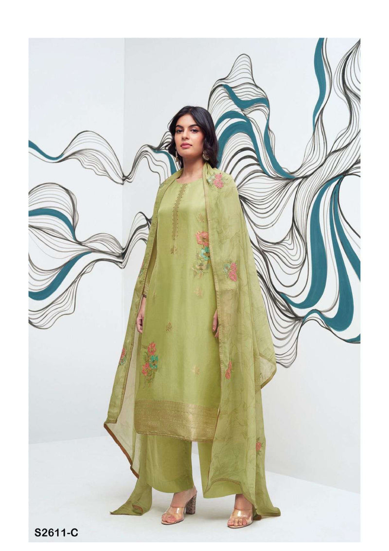Ganga Fashion Paola 2611 Organza Silk Handwork Designer Salwar Suit