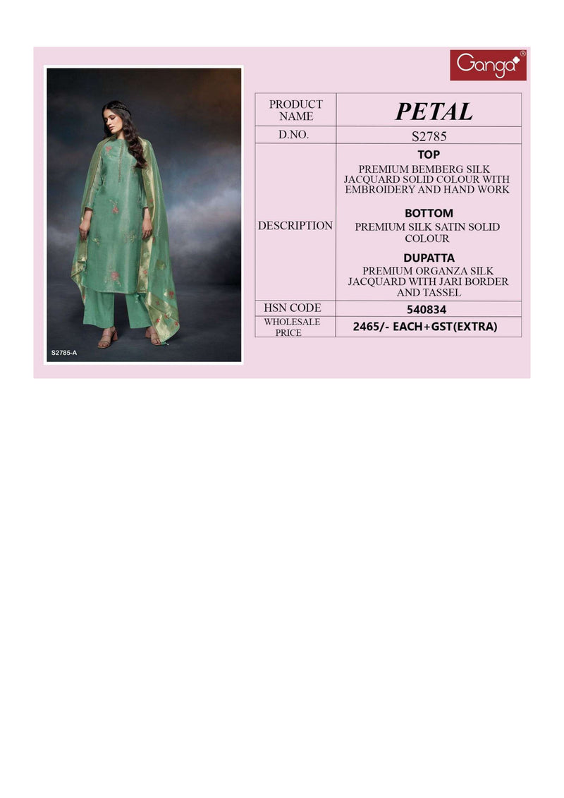 Ganga Fashion Petal 2785 Silk Jacquard Wedding Wear Salwar Kameez