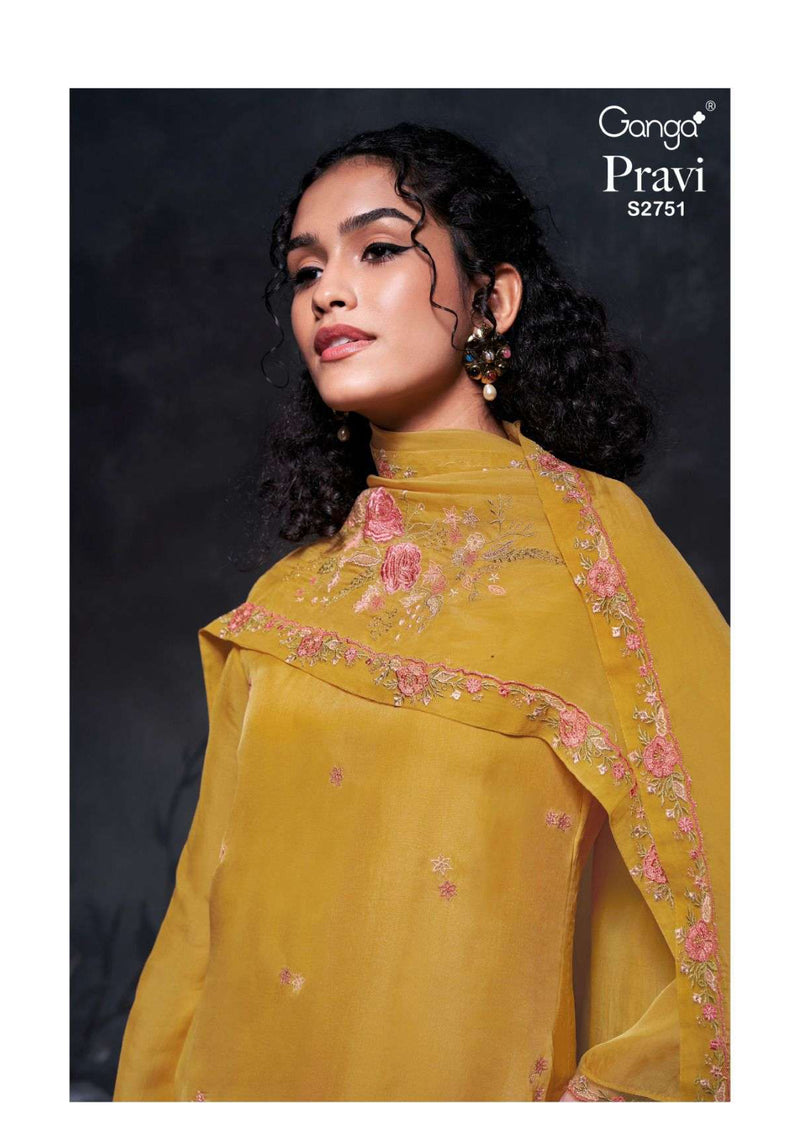 Ganga Fashion Pravi 2751 Organza Silk Embroidery Designer Salwar Suit