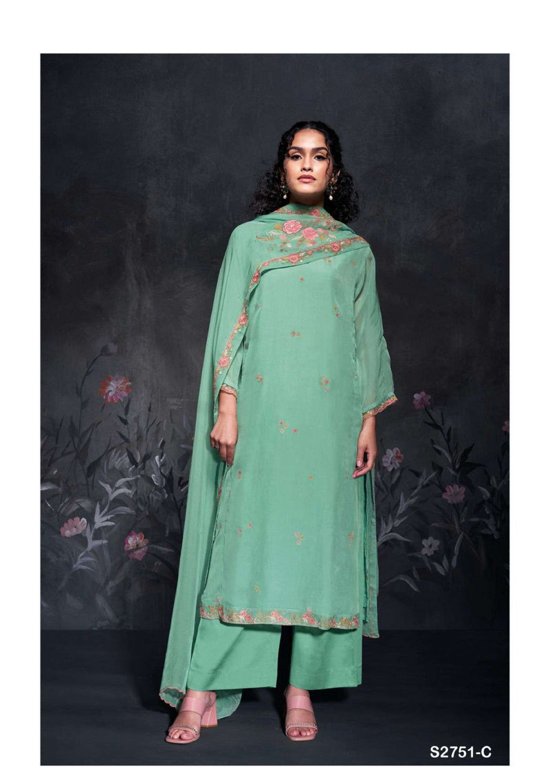 Ganga Fashion Pravi 2751 Organza Silk Embroidery Designer Salwar Suit