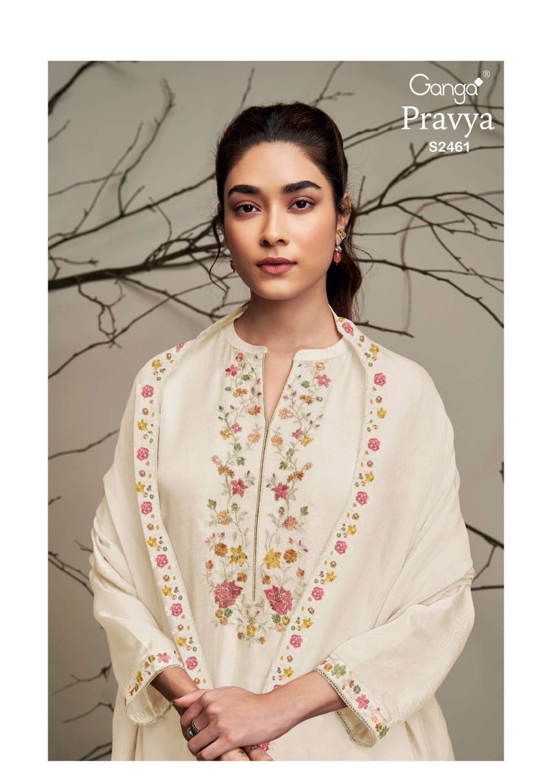 Ganga Fashion Pravya 2461 Bemberg Silk Embroidery Handwork Fancy Salwar Kameez