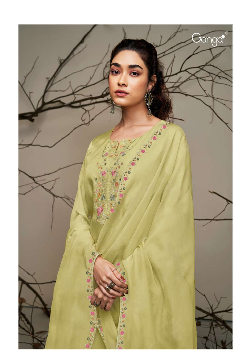 Ganga Fashion Pravya 2461 Bemberg Silk Embroidery Handwork Fancy Salwar Kameez