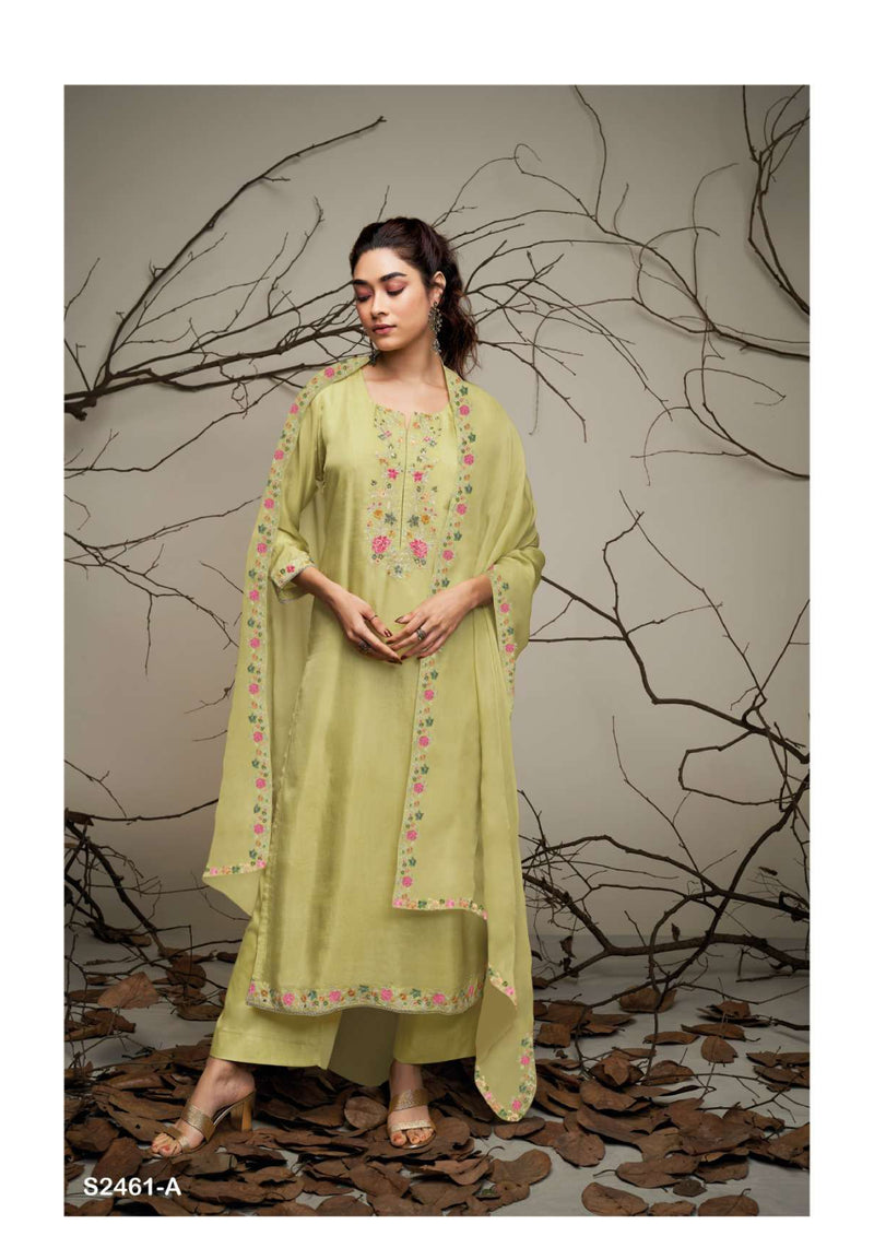 Ganga Fashion Pravya 2461 Bemberg Silk Embroidery Handwork Fancy Salwar Kameez