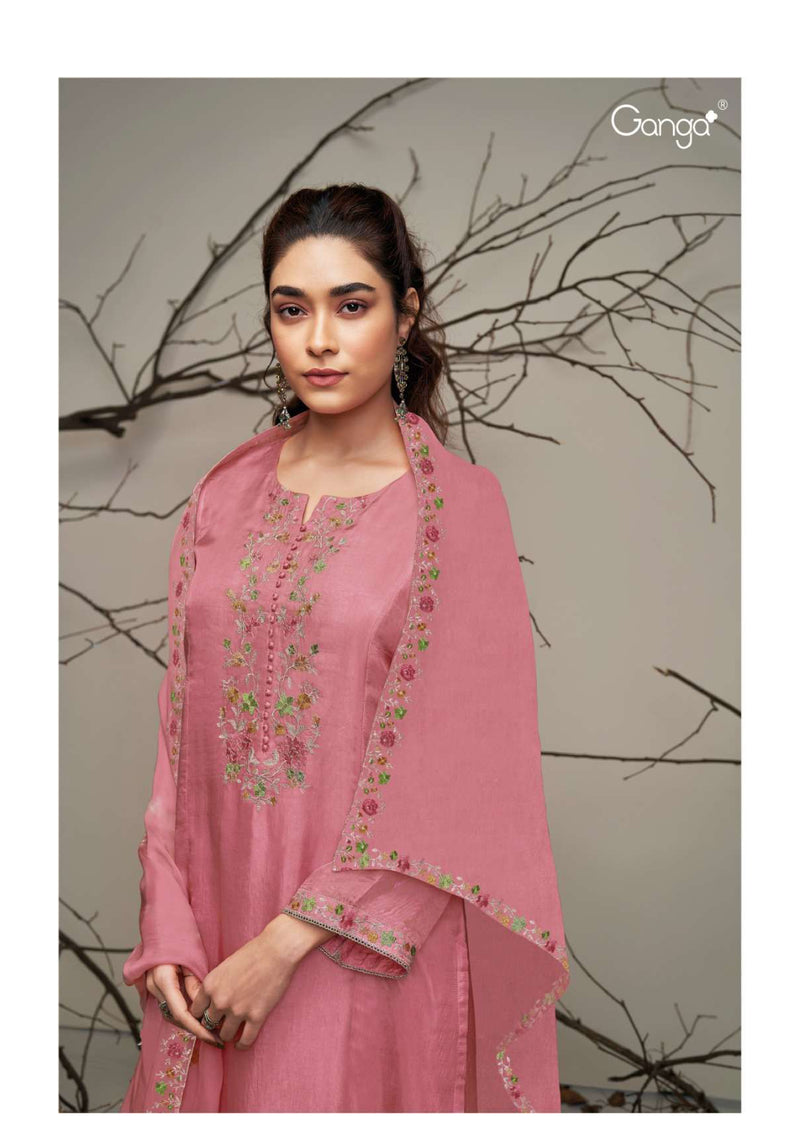 Ganga Fashion Pravya 2461 Bemberg Silk Embroidery Handwork Fancy Salwar Kameez