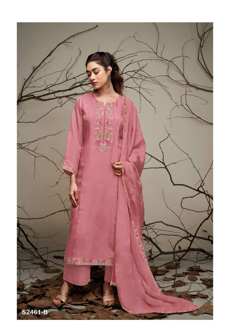 Ganga Fashion Pravya 2461 Bemberg Silk Embroidery Handwork Fancy Salwar Kameez