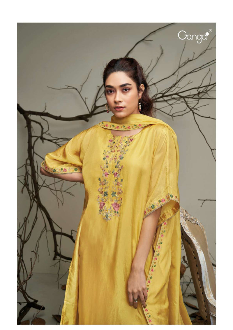 Ganga Fashion Pravya 2461 Bemberg Silk Embroidery Handwork Fancy Salwar Kameez