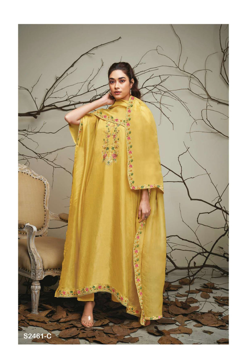 Ganga Fashion Pravya 2461 Bemberg Silk Embroidery Handwork Fancy Salwar Kameez
