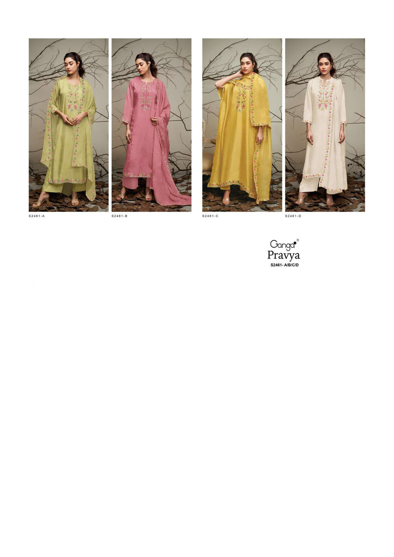 Ganga Fashion Pravya 2461 Bemberg Silk Embroidery Handwork Fancy Salwar Kameez